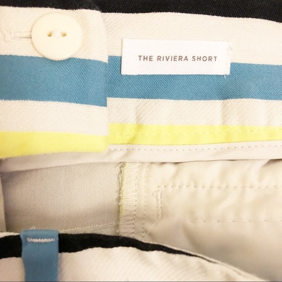 LOFT Riviera Striped Shorts Yellow Blue Size 2 - Picture 8 of 8